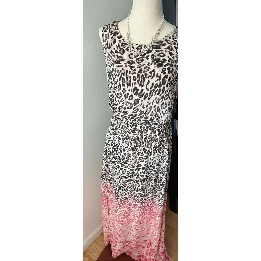H&M animal print maxi dress with slit beach dress size 6